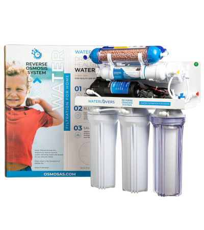 Atvirkštinio osmoso sistema WaterLovers RO7 Pro 100 GPD BioSafe su šarminimu ir siurbliu, KAINA BE PVM: 215, KODAS: RO7-LUX-BIO-