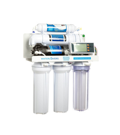 Atvirkštinio osmoso sistema WaterLovers RO5 Pro 100 GPD su siurbliu ir TDS matuokliu, KAINA BE PVM: 181.818182, KODAS: RO5-LUX-T
