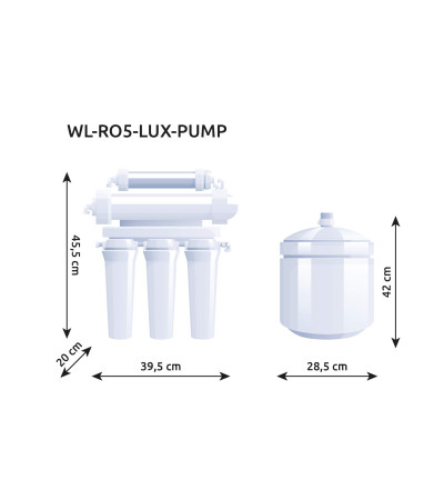 Atvirkštinio osmoso sistema WaterLovers RO5 Pro 100 GPD su siurbliu, KAINA BE PVM: 161.157025, KODAS: RO5-LUX-PUMP | 005