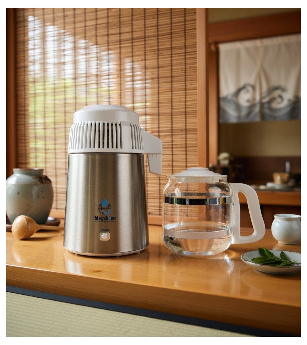 316 MEGAHOME DESTILĒTĀJS (SUDRABA /BALTS/STIKLA TRAUKS)